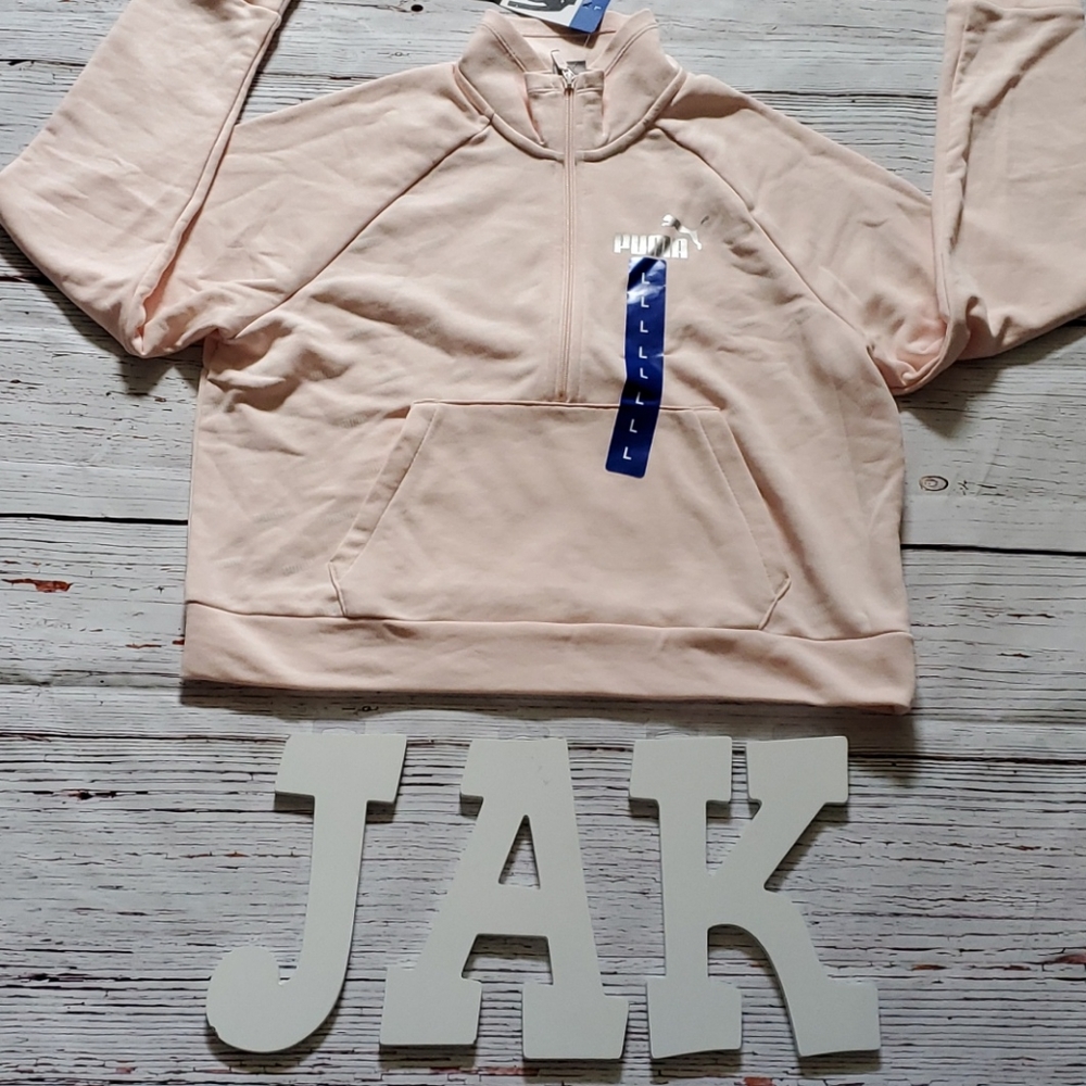 🆕️ PUMA LADIES HALF-ZIP PINK PULLOVER SWEATER